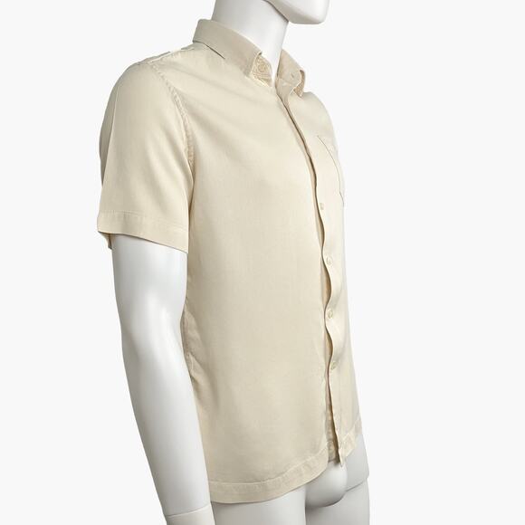 MURANO Silk Blend Short-Sleeve Button-Up Shirt (Cream | Med) - Picture 2 of 6
